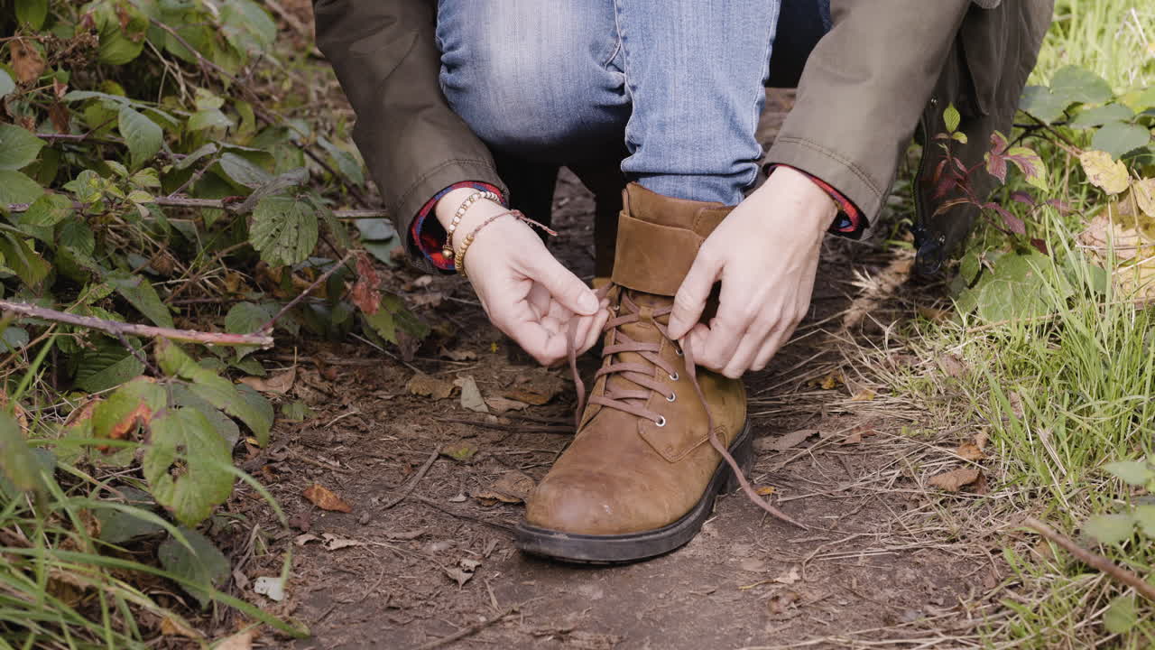 Hiking boots on a trail