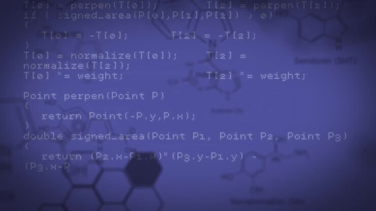 Анимация обработки данных на синем фоне