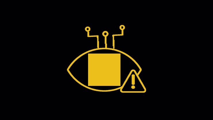 Animated Digital Eye Icon with Warning Symbol