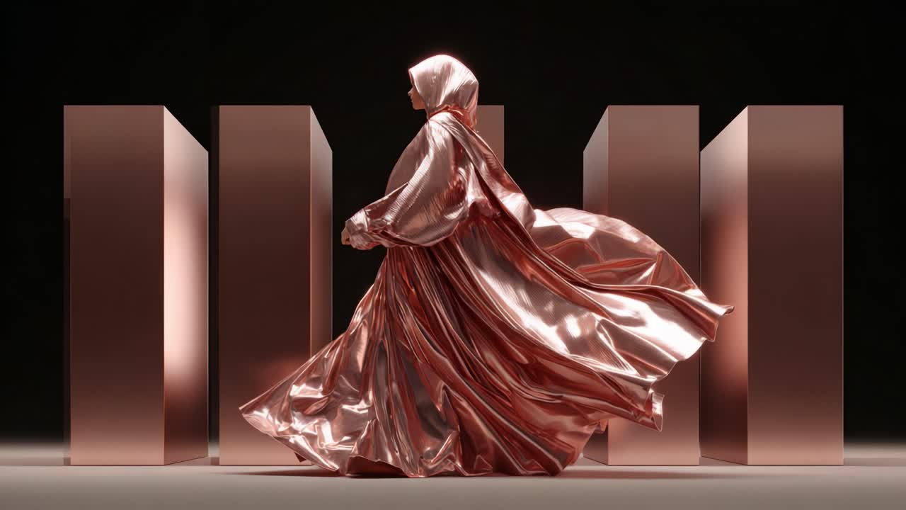 Metallic Dress with Hijab