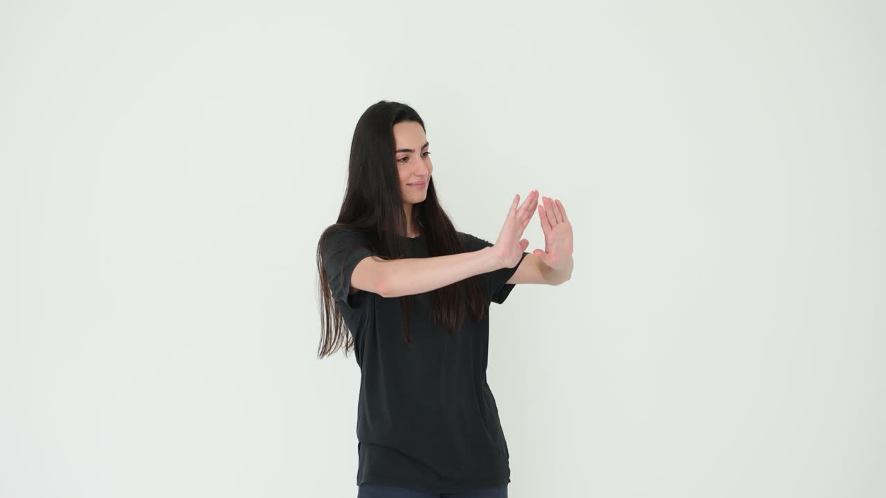 Woman in Black T-shirt with Arms Crossed