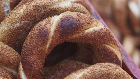 close up of turkish bread (simit)