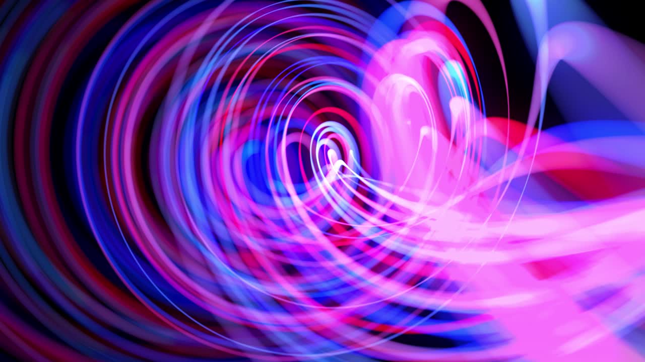 Light flow bg in 4k. Abstract looped background with light trails, stream of red blue neon lines in space move to form looped spiral shapes. Modern trendy motion design background. Light effect,