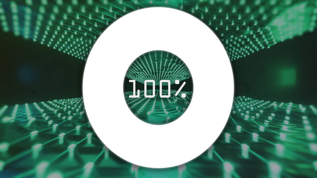 0에서 100까지의 카운트다운의 애니메이션 - 조명 격자 패턴에 대한 로딩 서클