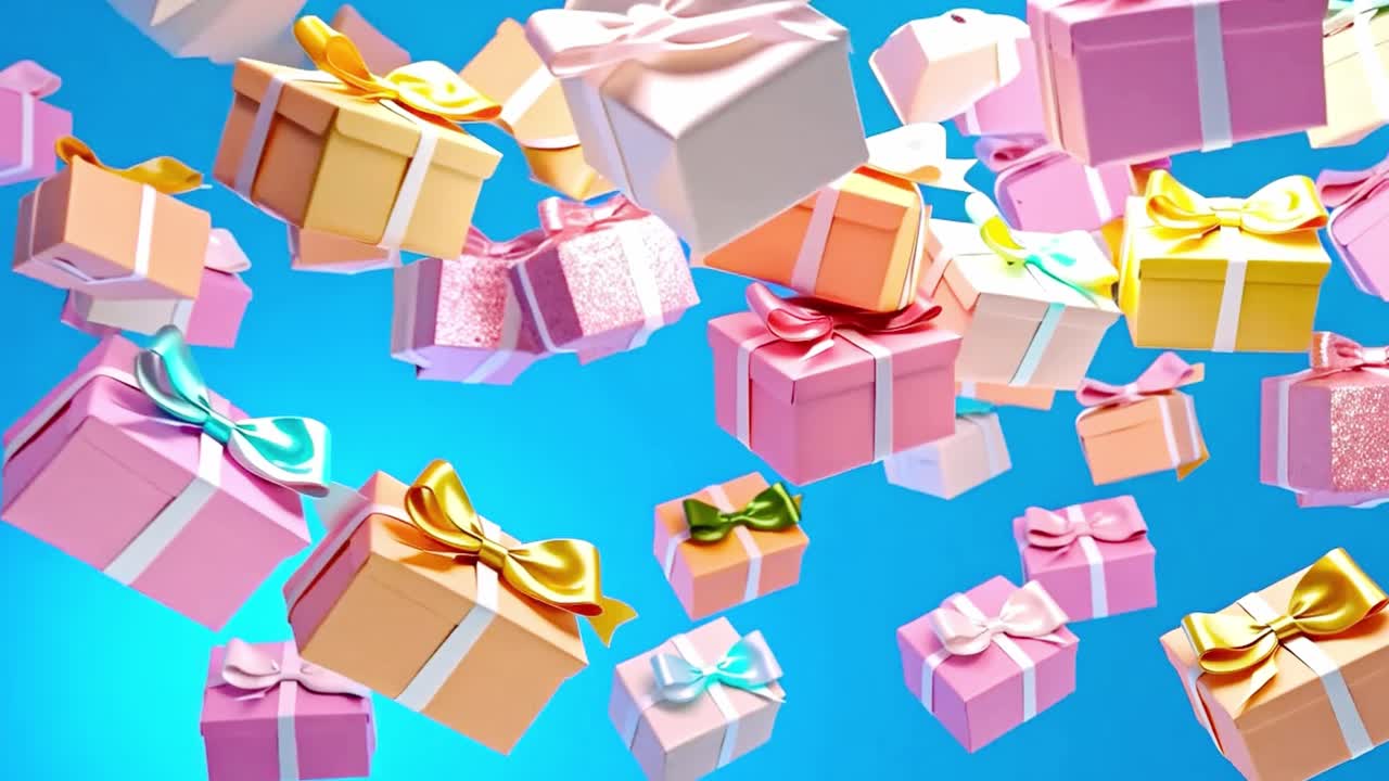 Colorful gifts falling