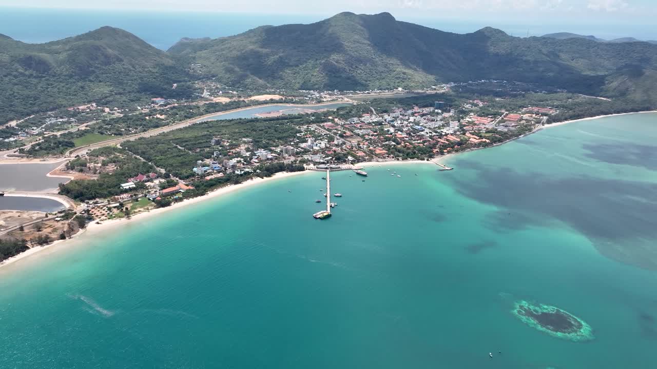 Seafront City Of Con Dao Island On The Southeast Coast Of Vietnam. Aerial Shot