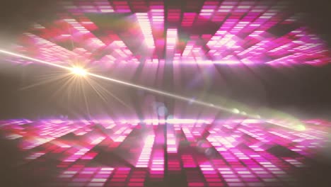 animation of yellow light moving over glowing pink music equalizer