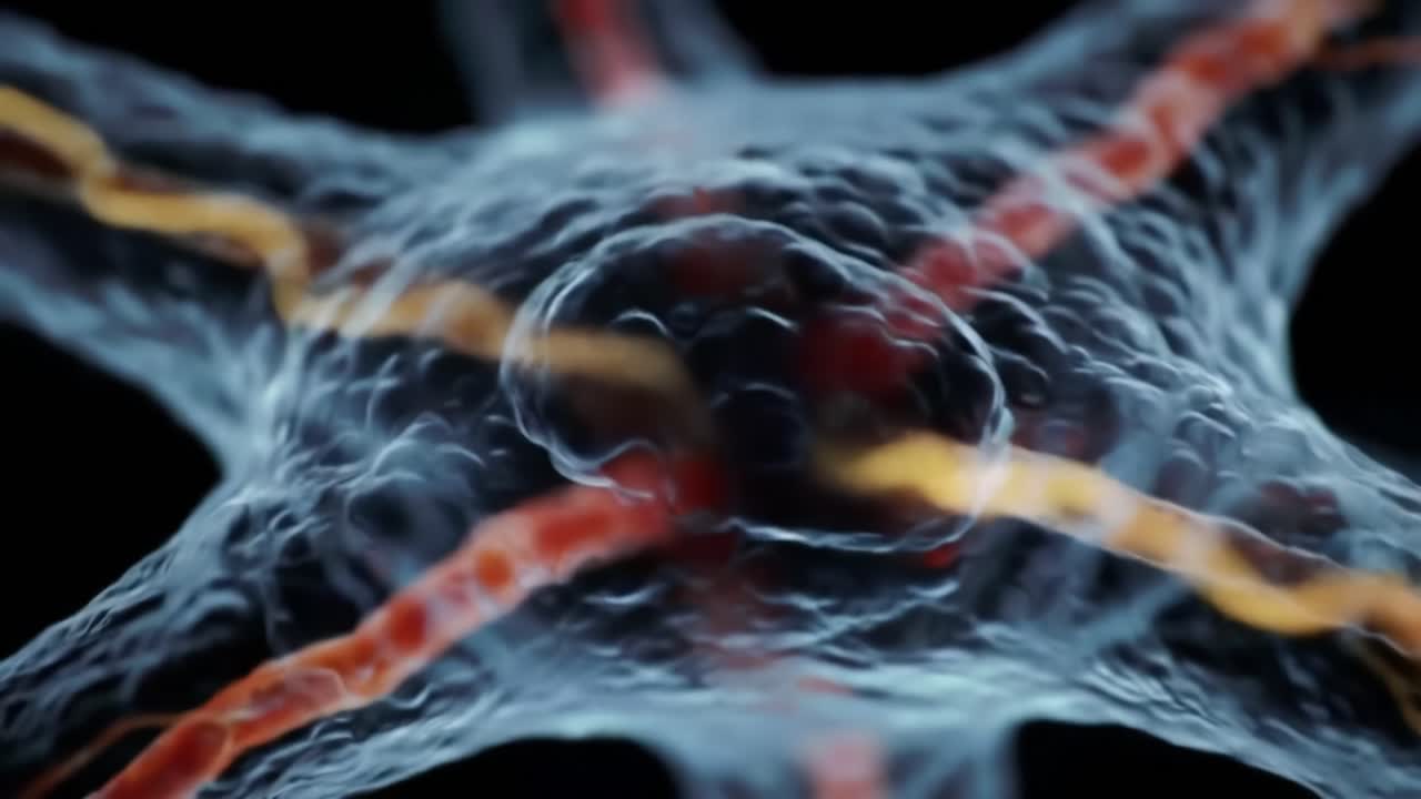 Intricate Microscopic View of Brain Neurons: A Detailed Exploration of Neuronal Structures and Their Complex Interconnections in a Stunning Visualization