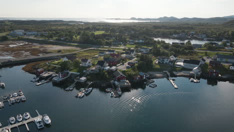 aerial view of herøy harbour in møre og romsdal county, norway at daytime - drone shot