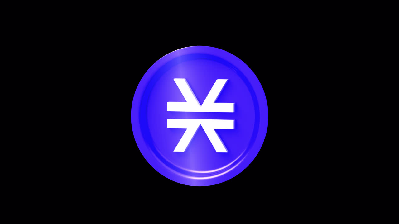 3D Animated Theta Network Cryptocurrency Logo Rotating on Black Background