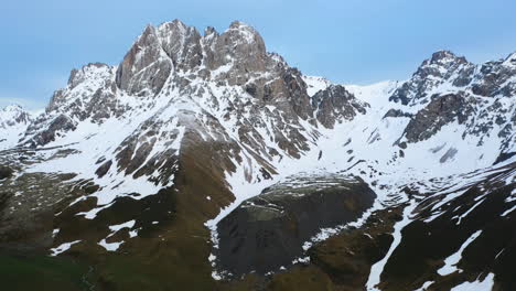 Breathtaking-drone-shot-of-the-Georgian-Dolomites-in-the-Caucasus-mountains-in-Georgia