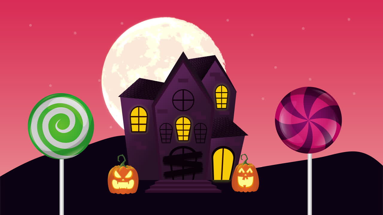 castello di halloween con caramelle dolci