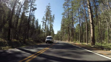 a hyperlapse time lapse driving shot of the winding roads of the wilderness of arizona