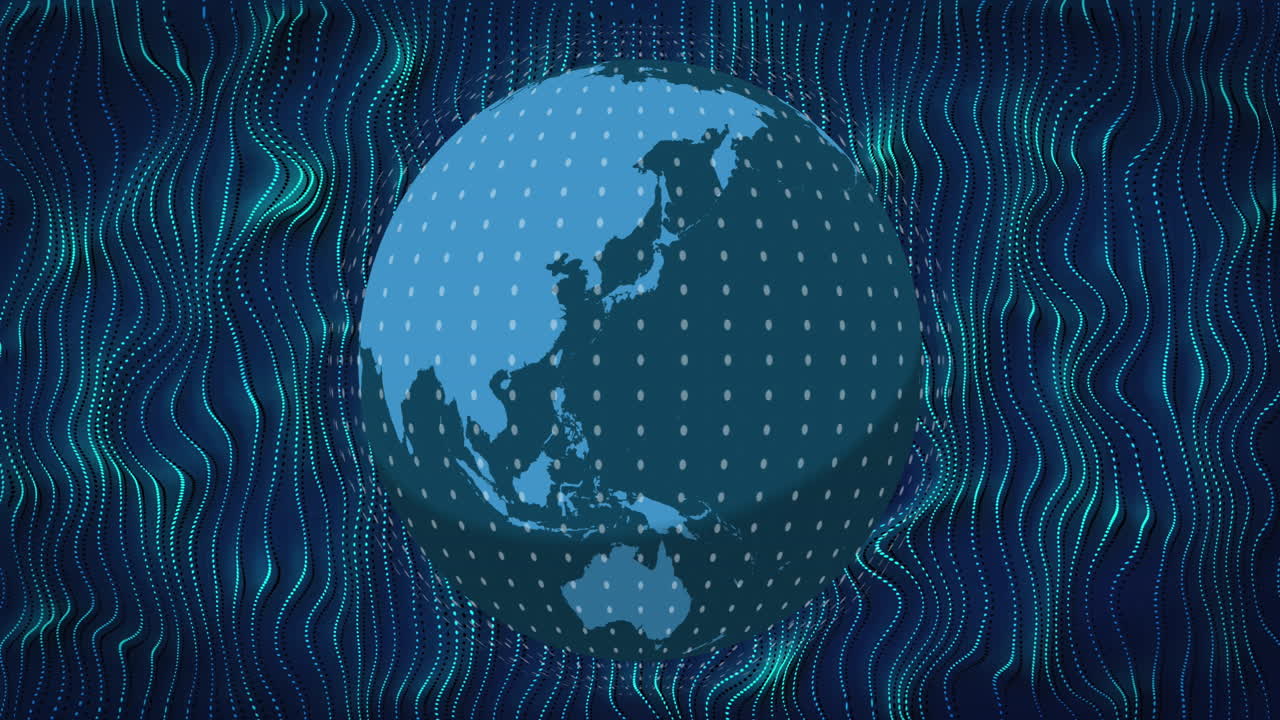 Animation of globe with spots over shapes moving