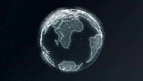 abstract rotating digital world hud globe from particles loop 4k animation alpha mask matte channel