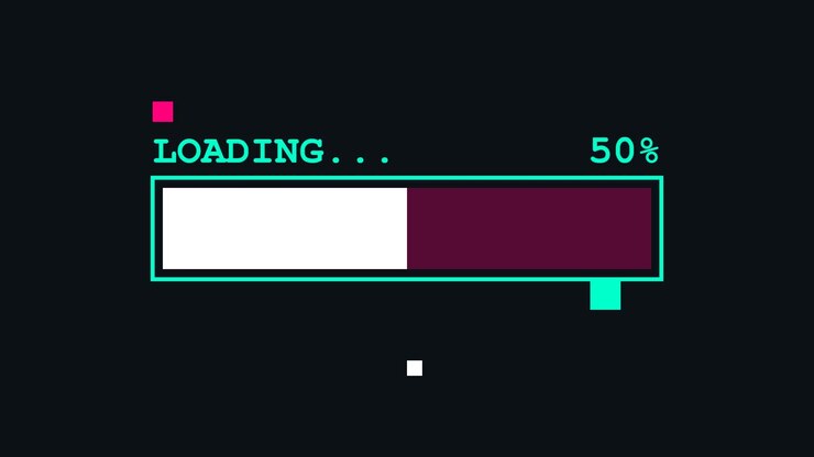 Digital Loading Bar Progress Animation on Dark Background