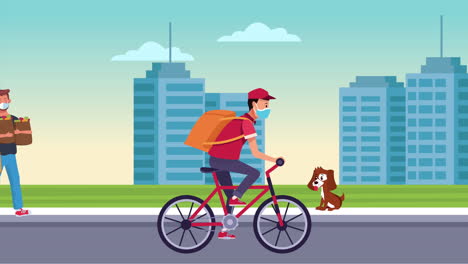 delivery service in bicycle animation