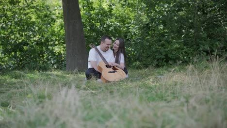 couple enjoying music in nature