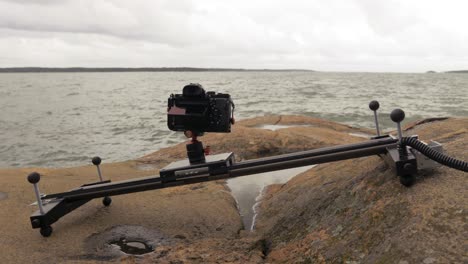 camera on a motorized slider capturing timelapse footage