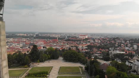 aerial 4k 100 mbps footage from slavin in bratislava, europe