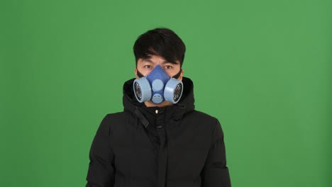 person wearing a respiratory mask