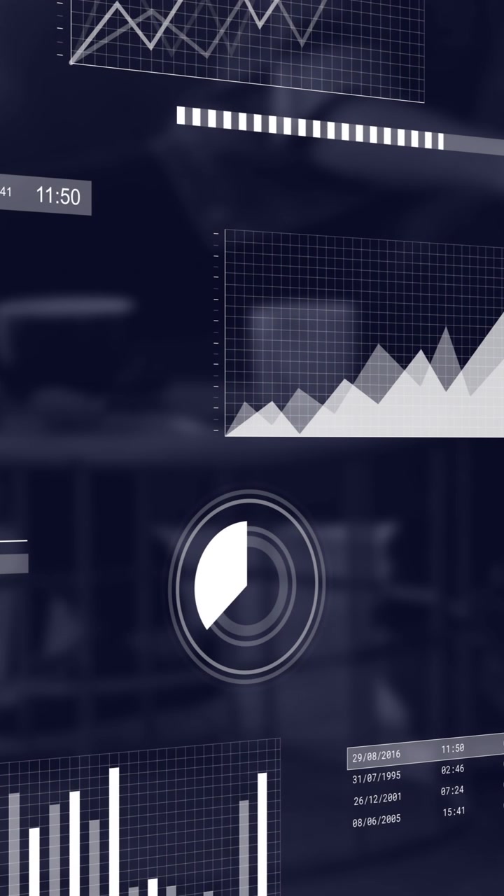 Animation of data processing and diagrams over office