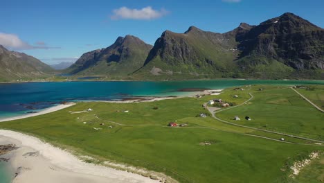 Beach-Lofoten-islands-is-an-archipelago-in-the-county-of-Nordland,-Norway.