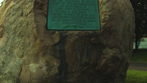 historic marker of mccormick cabin site in downtown indianapolis, indiana, usa