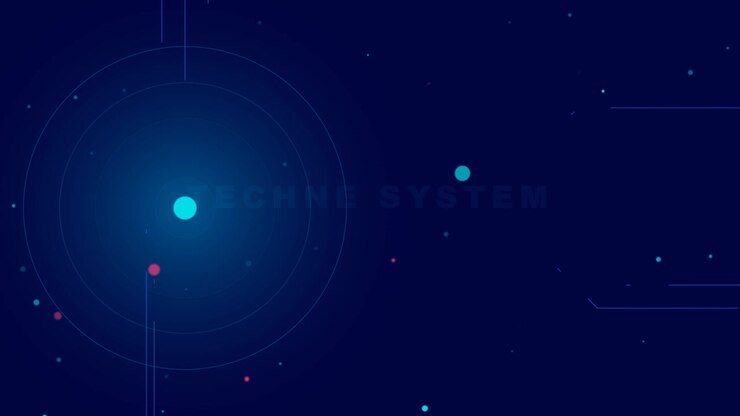 Abstract Digital Interface with Glowing Radar and Data Particles