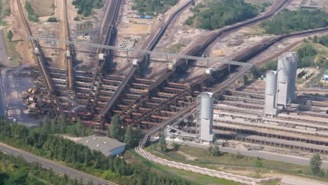 drone view of garzweiler brown coal opencast mining in jüchen, germany