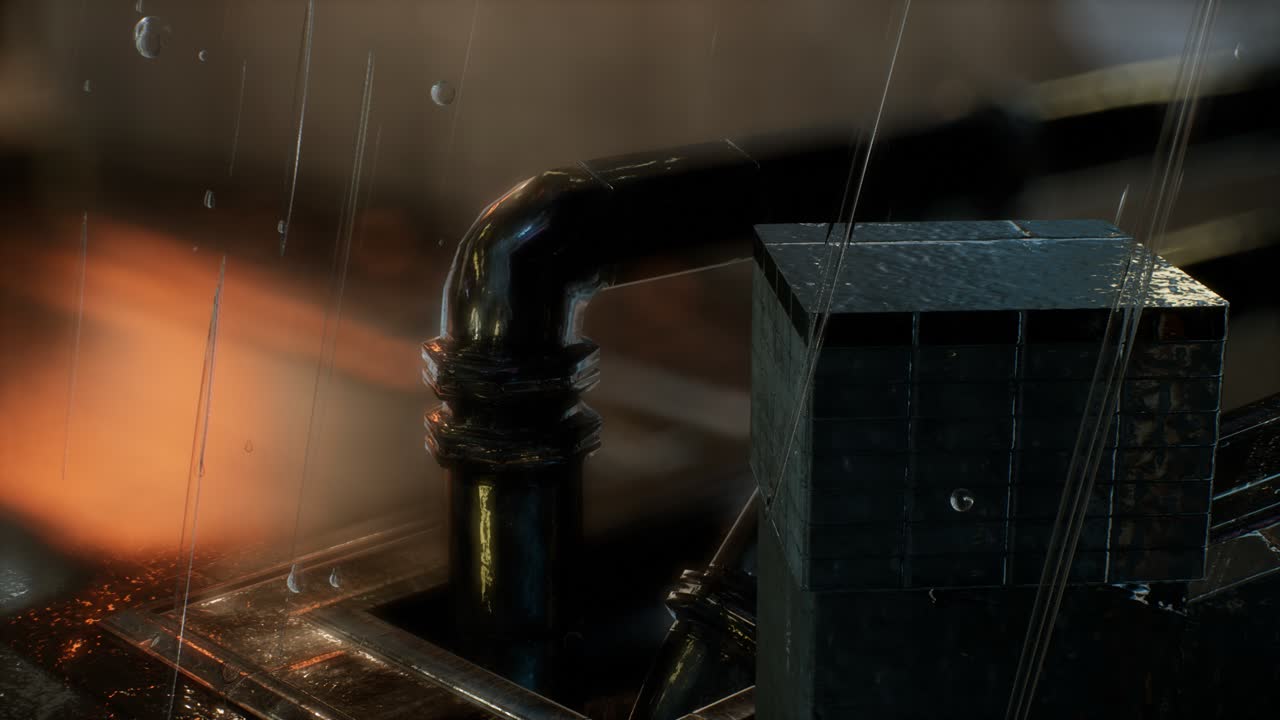 비가 오는 밤에 구시가지의 거리