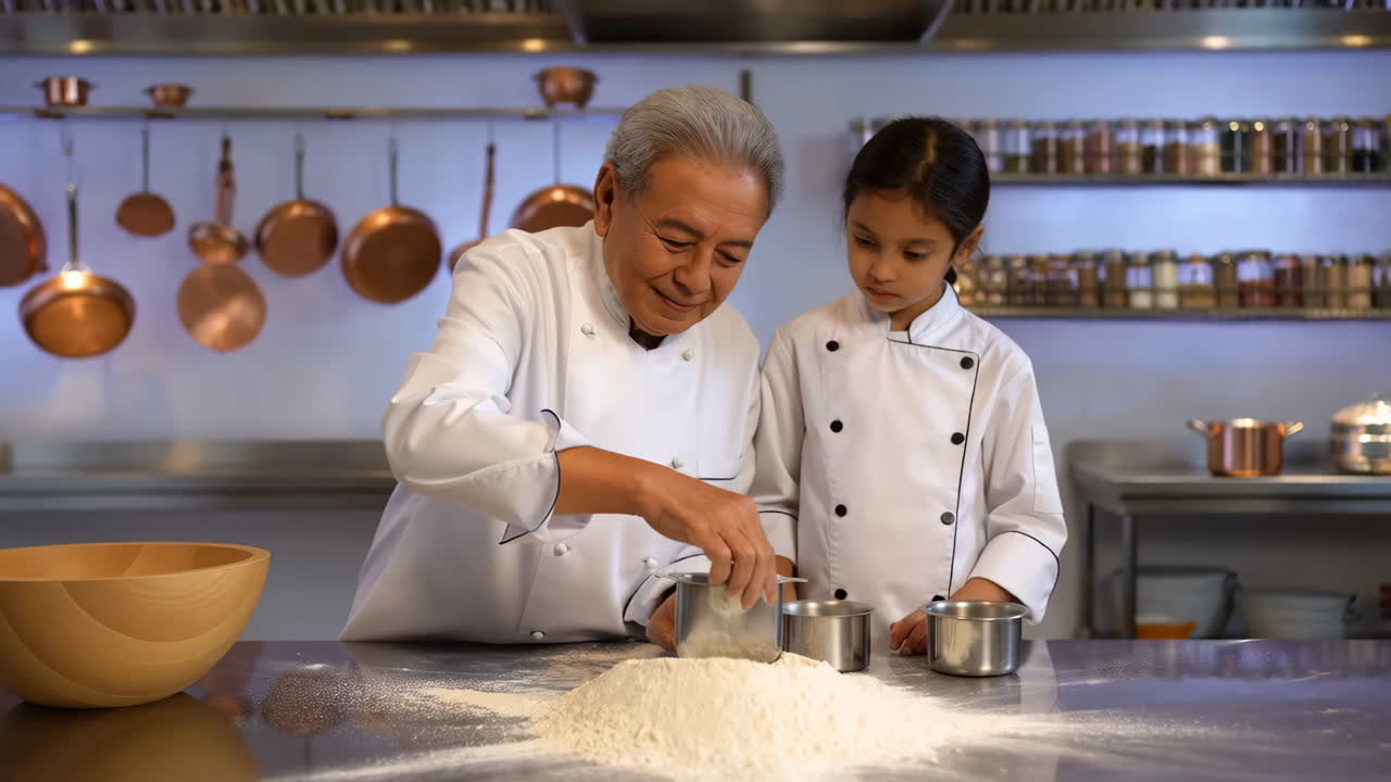 Grandparent Teaching Grandchild Baking