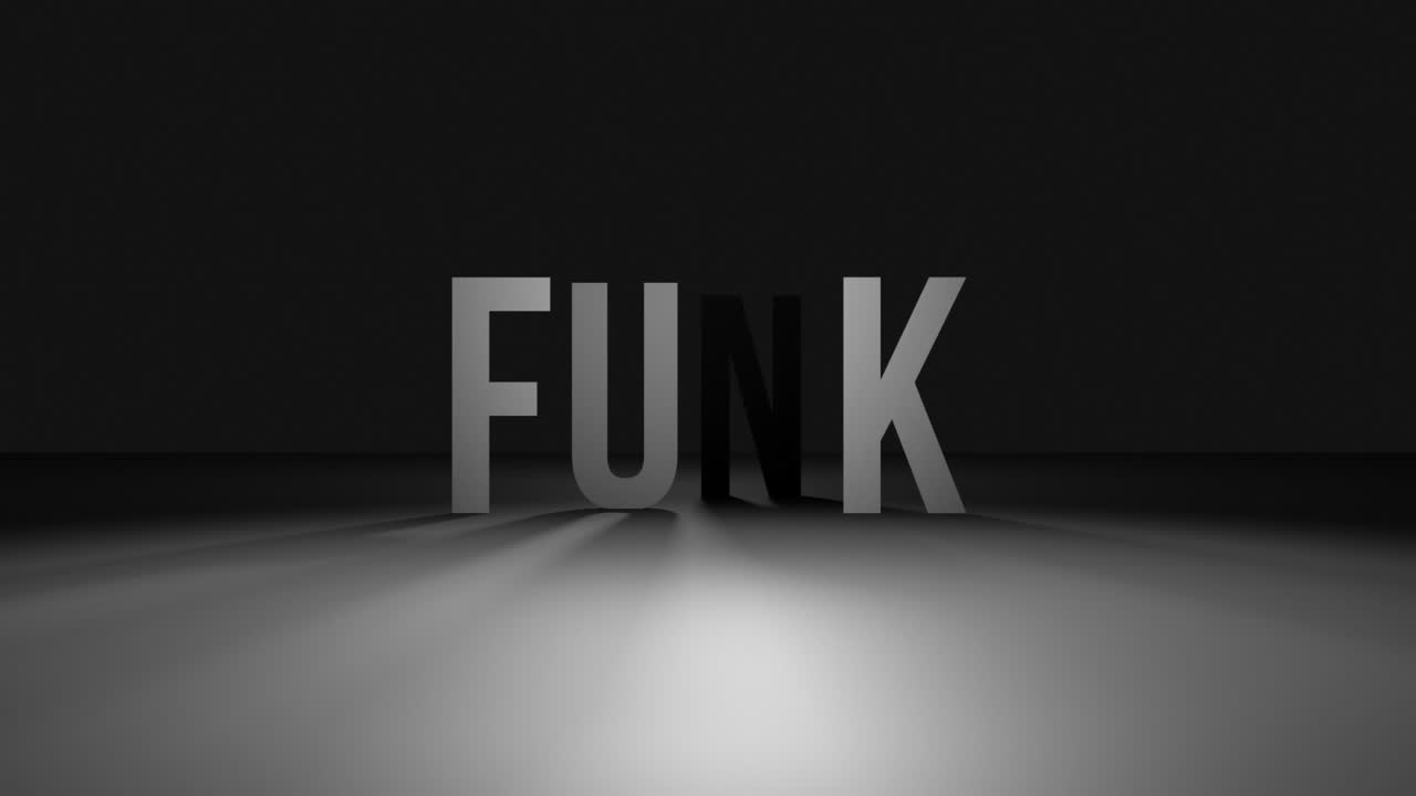 animación de texto funk blanco sobre fondo negro