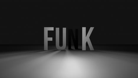 animation of white funk text on black background