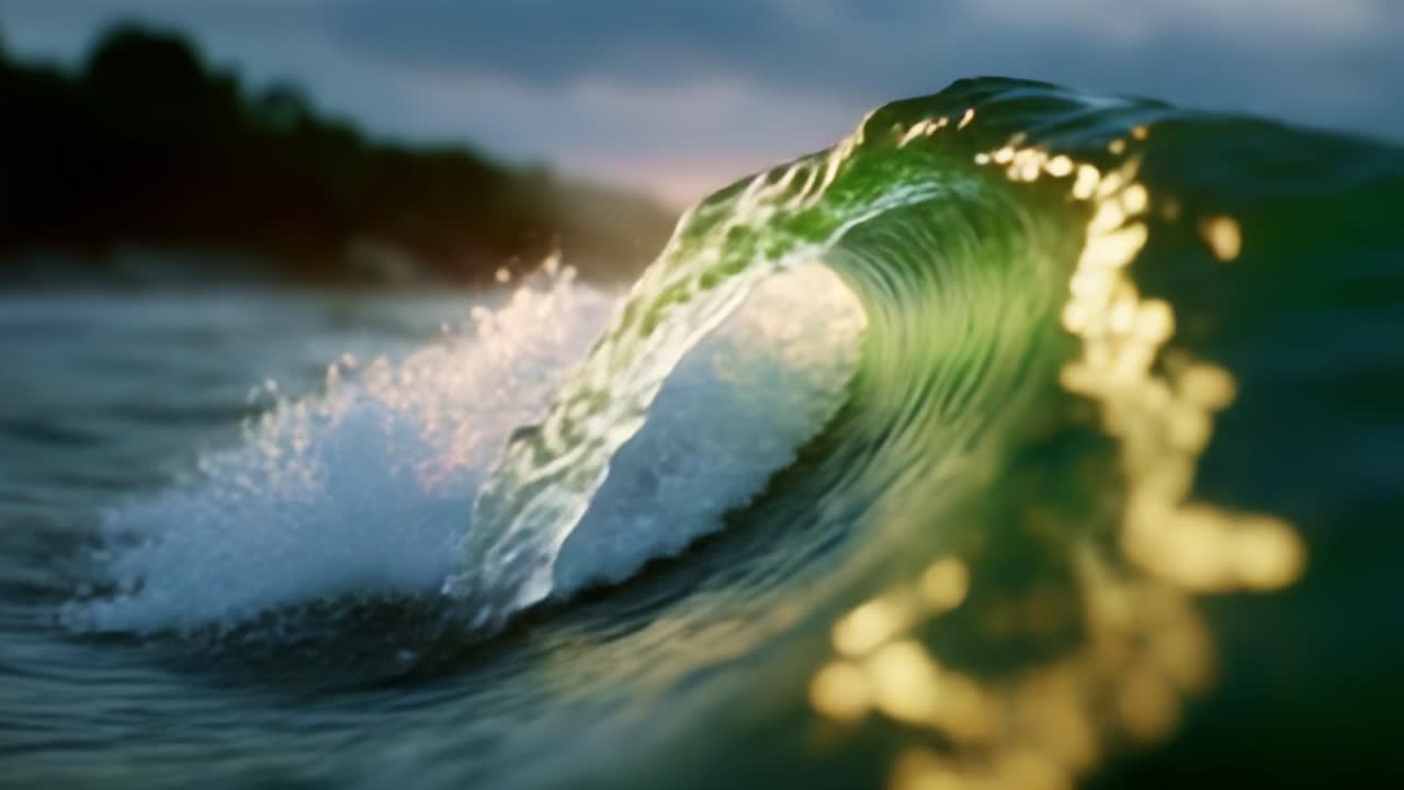 Capturing the Beauty of Waves: A Glimpse into Nature's Splendor with a Focus on the Intricate Details of Water Motion and Light Reflection