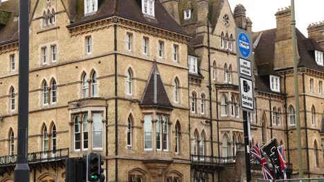 traffic lights and historic building in oxford, england