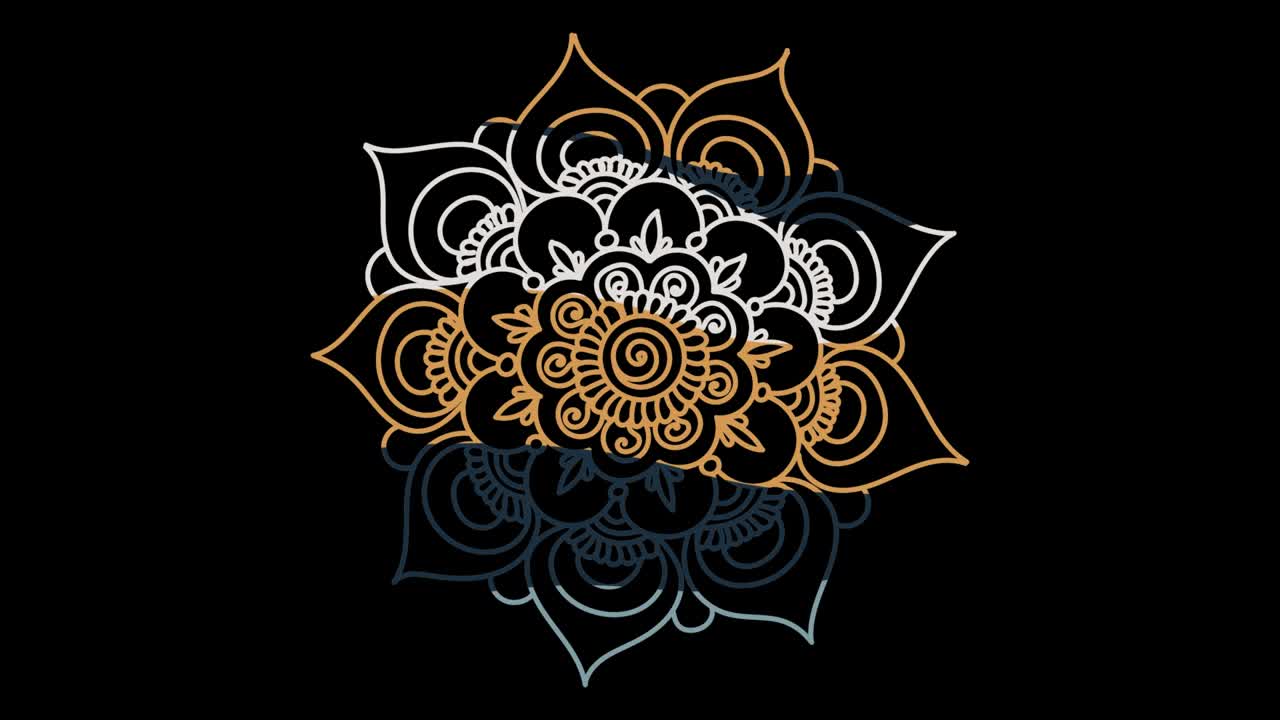 mandala abstract ornamento multicolor línea de neón movimiento. patrón de video 4k