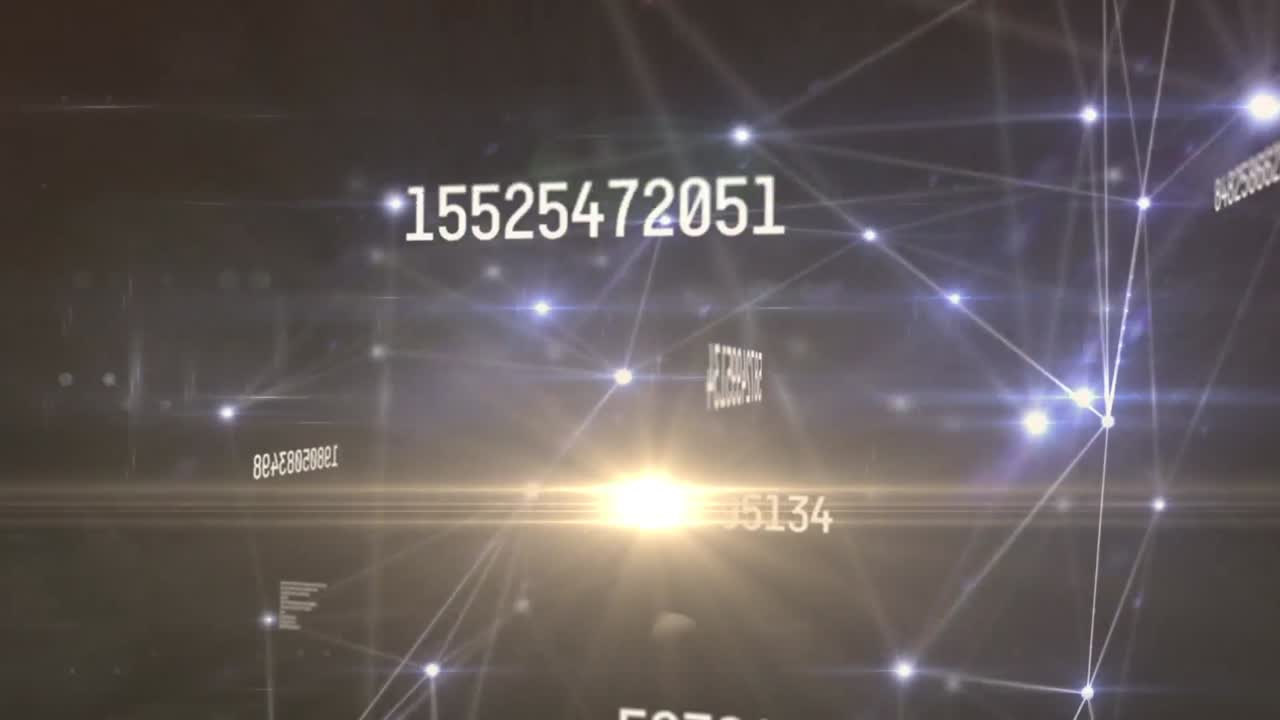 Animation of globe of network of connections with numbers and data processing