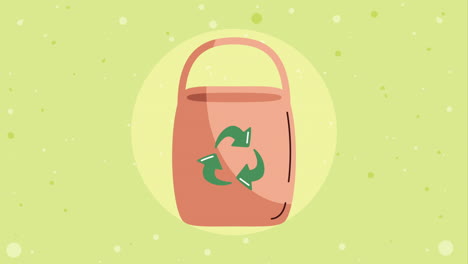 eco friendly sack with recycle arrows animation