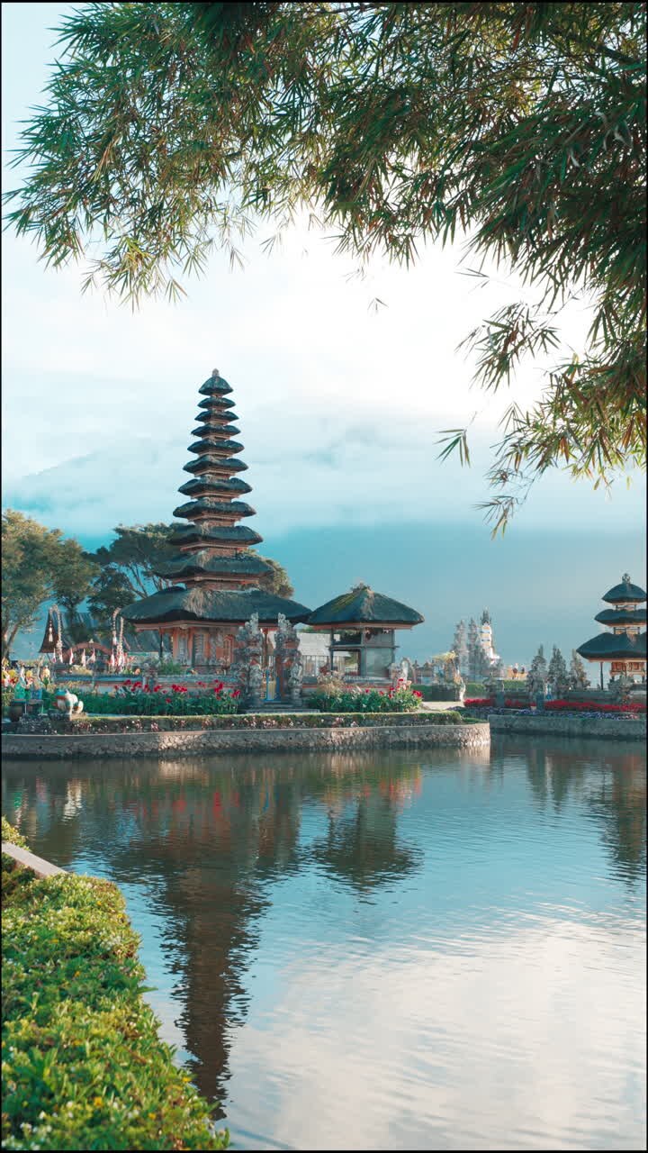 Pura Ulun Danu Beratan Temple on Lake Bratan in Bali, Indonesia