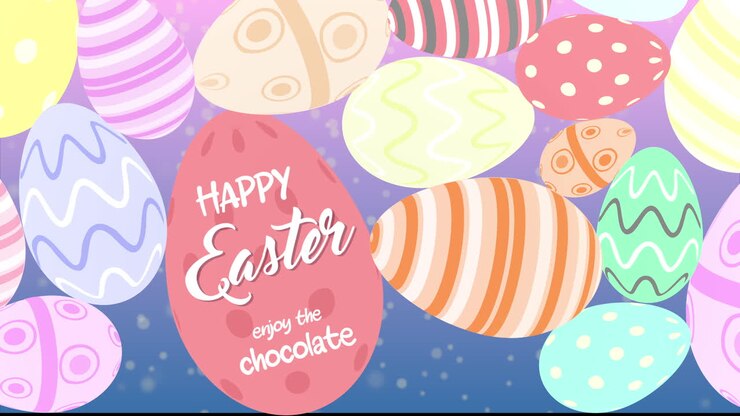 Animated Happy Easter Greeting with Colorful Patterned Eggs