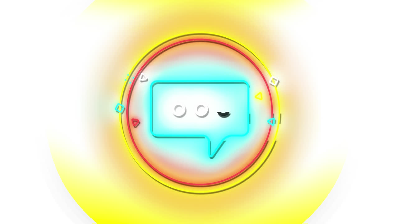 4 icone alpha neon parte 2 in lettere bianche scritte su icone di chat al neon multicolore