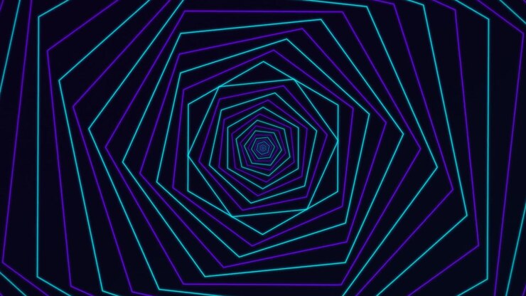 Animação de Túnel Abstrato de Hexágonos de Néon