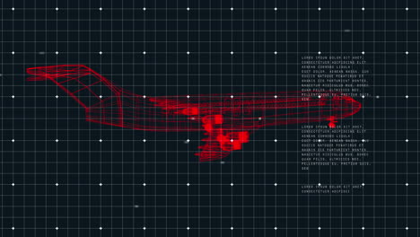 dibujos técnicos de aviones en 3d sobre procesamiento de datos en fondo negro