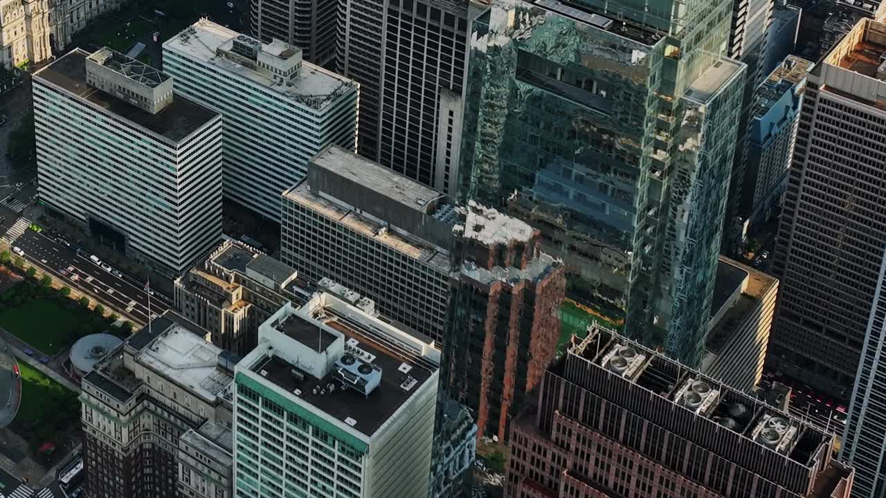 Stunning aerial view of Philadelphia's skyline captured by a drone