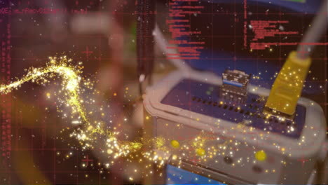 animación de luces y datos diversos a través de cables de computadora