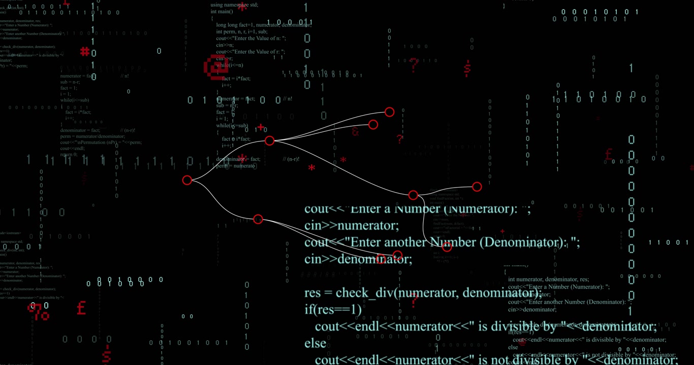 Opening void causing lone node branching into network visualizing data growth with code streams