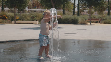 outdoor fun with cool fountain water jet