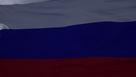 russia flag waving in the wind. realistic flag background. thundercloud background