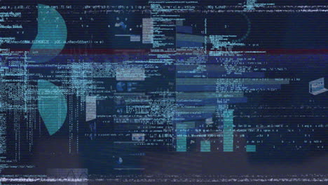 animación del procesamiento de datos sobre las estadísticas con glitch.